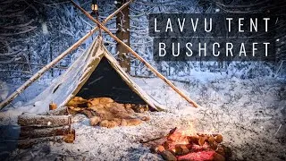 Thumbnail: Winter Snowfall Bushcraft in Lavvu - Bow Saw from a Branch - Overnight