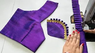 Thumbnail: Frill Blouse Back Neck Design | Potli Button Blouse | Cutting And Stitching Back Neck Blouse Design