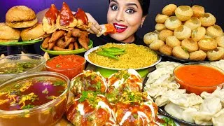 Thumbnail: ASMR Eating Spicy Aloo Samosa,Pani Puri,Momos,Dahi Kachori,Maggi Masala Noodles ASMR Eating Mukbang