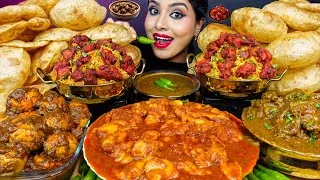 Thumbnail: ASMR Eating Spicy Mutton Fat Curry,Chicken Poori Masala,Kashmiri Egg Curry,Rice ASMR Eating Mukbang