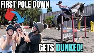 Thumbnail: WHOEVER KNOCKS A POLE DOWN GETS DUNKED! | HORSE RIDING CHALLENGE 💦😂 || VLOG 218