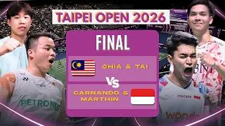 Thumbnail: Chia/Tai (MAS) vs Carnando/Marthin (INA) [8] - F | YONEX Taipei Open 2026