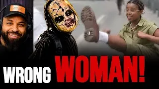 Thumbnail: Woman Kicks Man Terrorizing People in Chucky Doll Mask
