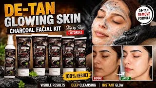 Thumbnail: Professional De-Tan Facial at Home | Step by Step Charcoal Facial Kit Tutorial | Instant Glow ✨ 