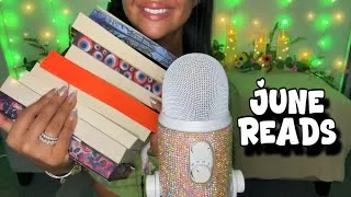 Thumbnail: ASMR the 8 books I read in JUNE 🍋🌊| reading wrap up! ⭐️ book triggers (BEST MONTH THIS YEAR so far)