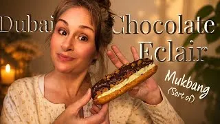 Thumbnail: ASMR Dubai Chocolate Eclair Mukbang 🍫 I Couldn’t Finish It! 