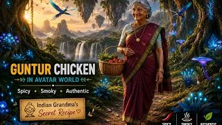 Thumbnail: 🔥 Guntur Chicken in Avatar World | Indian Grandma's Secret Recipe | AI Fantasy Village Cooking ASMR