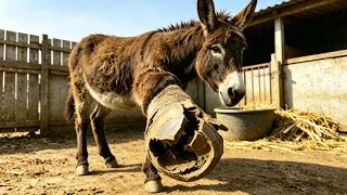 Thumbnail: The Old Donkey's Hoof, Twisted Into A Pretzel Shape, Was Cut Open And Found To Be Full Of Lesions