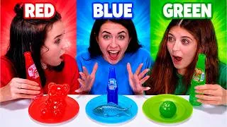 Thumbnail: ASMR Red VS Green VS Blue Gummy Jelly Candy Race Compilation