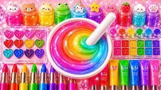 Thumbnail: ASMR DIY Slime Video 🌈 How to Make Rainbow Glossy Pink Slime with Makeup Suncream Glitter Random