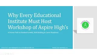 Thumbnail: How Our Workshop or Training program more impactful | Aspire Highs