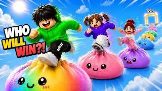 Thumbnail: Only ONE Player Can Win This Squishy Race! 😱 Esoni | Lily | Maymay | Roblox | Brookhaven| ASMR TOWER
