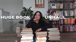 Thumbnail: HUGE BOOK UNHAUL (50+) | cleaning out my book collection & supporting libraries