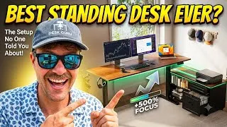 Thumbnail: OffiGo 55″ L-Shaped Height Adjustable Standing Desk with Large Movable Storage Cabinet for Office