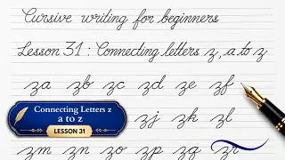 Thumbnail: Cursive Writing for Beginners – Lesson 31 | Connecting Letters z, a to z | AthysCalligraphy