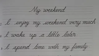 Thumbnail: 10 Lines on My Weekend | 10 Simple English Sentences | Cursive Writing | AthysCalligraphy