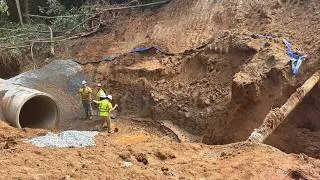 Thumbnail: Road washout cuts off about 50 homes in Flowery Branch neighborhood