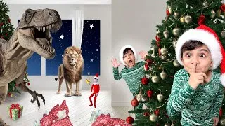 Thumbnail: Fun Christmas Dinosaur & Animal Video for Kids | Elf & Santa’s Magic with Atrin, Soren & Nikan 🦖🐘