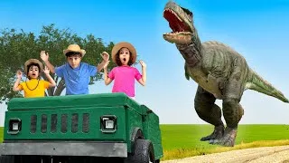 Thumbnail: Educational Dinosaur video for KIDS | Atrin, Soren & Nikan visit life size dinosaurs in DINO Farm