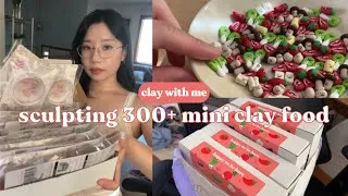 Thumbnail: making hundreds of mini clay food by hand 🥬 life as a fulltime polymer clay artist