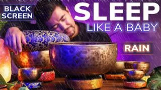 Thumbnail: SLEEP THROUGH THE NIGHT | Heavy Rain + Tibetan Singing Bowls • 11 Hours • BLACK SCREEN