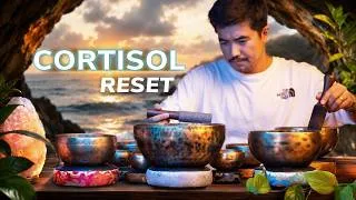 Thumbnail: *LOWER CORTISOL* with Raw Himalayan Singing Bowls & Ocean Waves