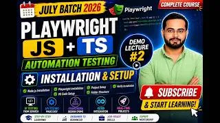 Thumbnail: Playwright Installation & Setup | Install Node.js, VS Code & Playwright | JS+ TS | Demo Lecture #2