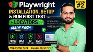 Thumbnail: Playwright #2 🚀 Installation, Setup & Run First Test + Locators Made Easy!
