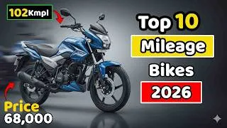 Thumbnail: Top 10 Best Mileage Bikes in India 2026 💯 | 102 KMPL Mileage Bikes