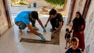 Thumbnail: 🏡 Malek Helps Mahmoud Tile the House Porch Azam Brews Traditional Fire Tea | Nomadic Village Life ☕🧱
