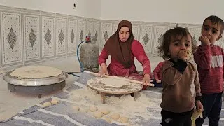 Thumbnail: 🍞 Azam Bakes Traditional Nomadic Bread | Mahmoud Tiles the House Porch | Authentic Village Life 🏡🧱