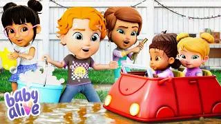 Thumbnail: Let's Wash The Car! 🚗🧽🫧 Kids Cartoon | Full Episodes | Animation for Kids | Baby Alive Official 🍼👶🏼