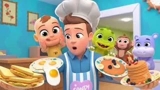 Thumbnail: Cooking With Papa! Breakfast Song | Nursery Rhymes & Kids Songs