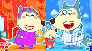 Thumbnail: Hot vs Cold Bed Challenge!? | Sleepover with Family! | Wolfy - Baby Cartoons