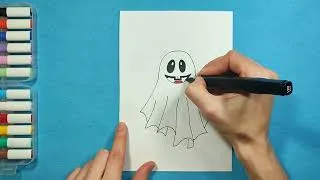 Thumbnail: Drawing a funny little ghost 👻 Easy and fun ✏️ 