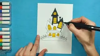 Thumbnail: Drawing easily a hounted house 🏚️ Happy Halloween 🎃👻✏️