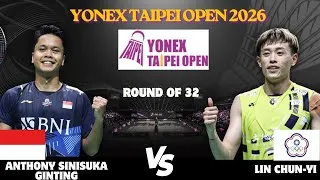 Thumbnail: 💥R32 | Anthony Sinisuka GINTING VS LIN Chun-Yi. | TAIPEI OPEN 2026  