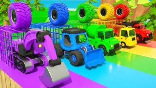 Thumbnail: Baa Baa Black Sheep Song - Big cars rescue little cars - Color Learning & Nursery Rhyme