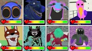 Thumbnail: Garten of Banban 0,1,2,3,4,6,7,8 - All DEATHS Comparison in BRIGHT Mode With HEALTHBARS (UPDATED)