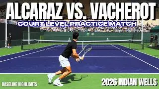 Thumbnail: Carlos Alcaraz vs. Valentin Vacherot 2026 Indian Wells | Court Level Practice Match
