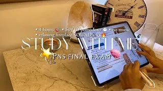 Thumbnail: 4-HR study with me for my PNS Final Exam ⭐️🧠 | 50/10 pomodoro - no music - MED STUDENT 👩🏻‍⚕️