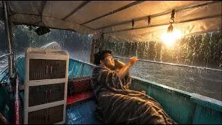 Thumbnail: CAMPING IN SUPER HEAVY RAIN IN THE BOAT WITH STRONG WINDS THAT UNBEARABLE TO SURVAYB