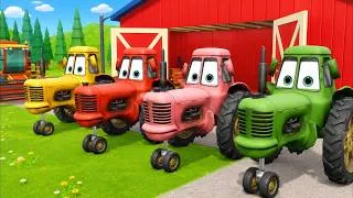 Thumbnail: Four Colorful Tractors with McQueen & Several Farm Tasks | Farm works Tractor and combine harvester