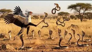 Thumbnail: Secretary Bird vs Cobra: The battle for survival in the Sahara | African Savanna | BBS Earth Explore