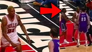 Thumbnail: Dennis Rodman SLAPS Joe Wolf in the groin and throws an elbow (03/03/1997)