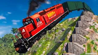 Thumbnail: Train vs Stairs Crashes and Cars vs Rails - BeamNG.Drive
