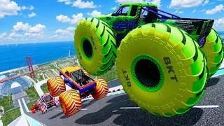 Thumbnail: Epic High Speed monster trucks jumps stunts & crashes #229 | BeamNG Drive
