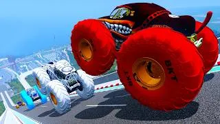Thumbnail: Epic High Speed monster trucks jumps stunts & crashes #227 | BeamNG Drive