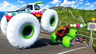Thumbnail: Epic High Speed monster trucks jumps stunts & crashes #224 | BeamNG Drive