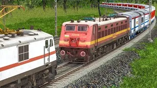 Thumbnail: RAJDHANI EXPRESS TRAIN ENGINE FAILED | EMERGENCY RESCUE BY WAP7 | BUMPY #railway RAILROAD
